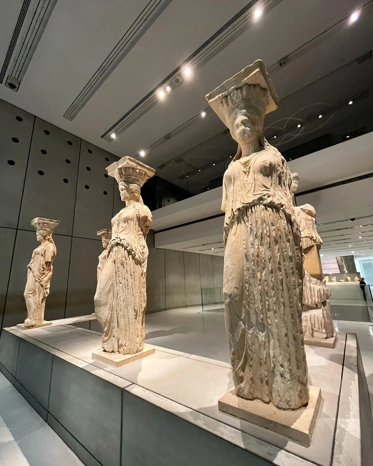 The Caryatids on display inside the Acropolis Museum