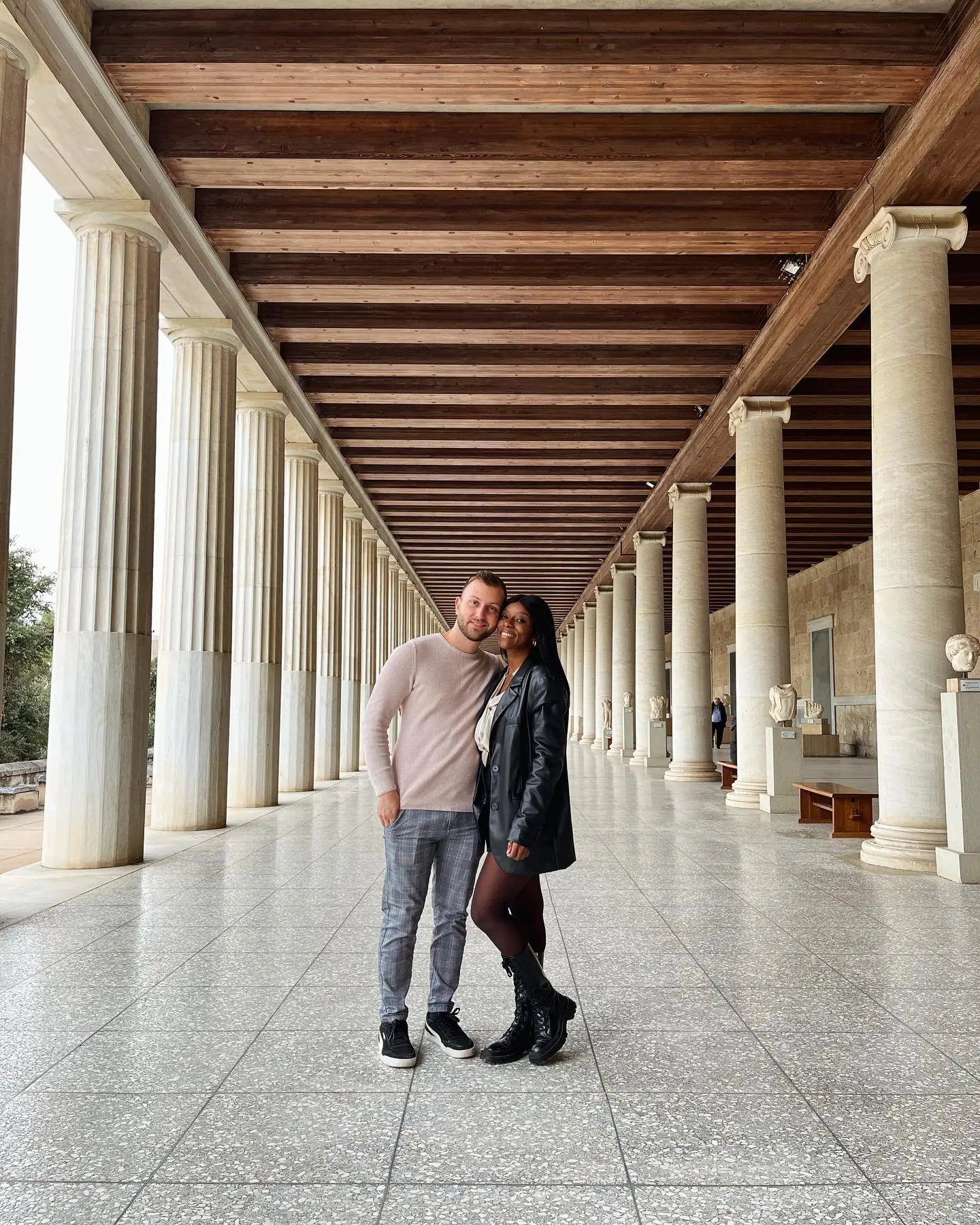 Inside the colonnade of the Stoa of Attalos in the Ancient Agora