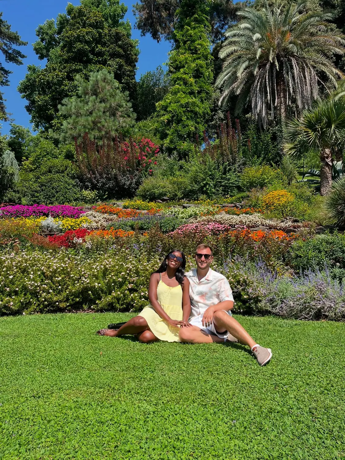 Us on the lawn of Villa Carlotta's botanical garden