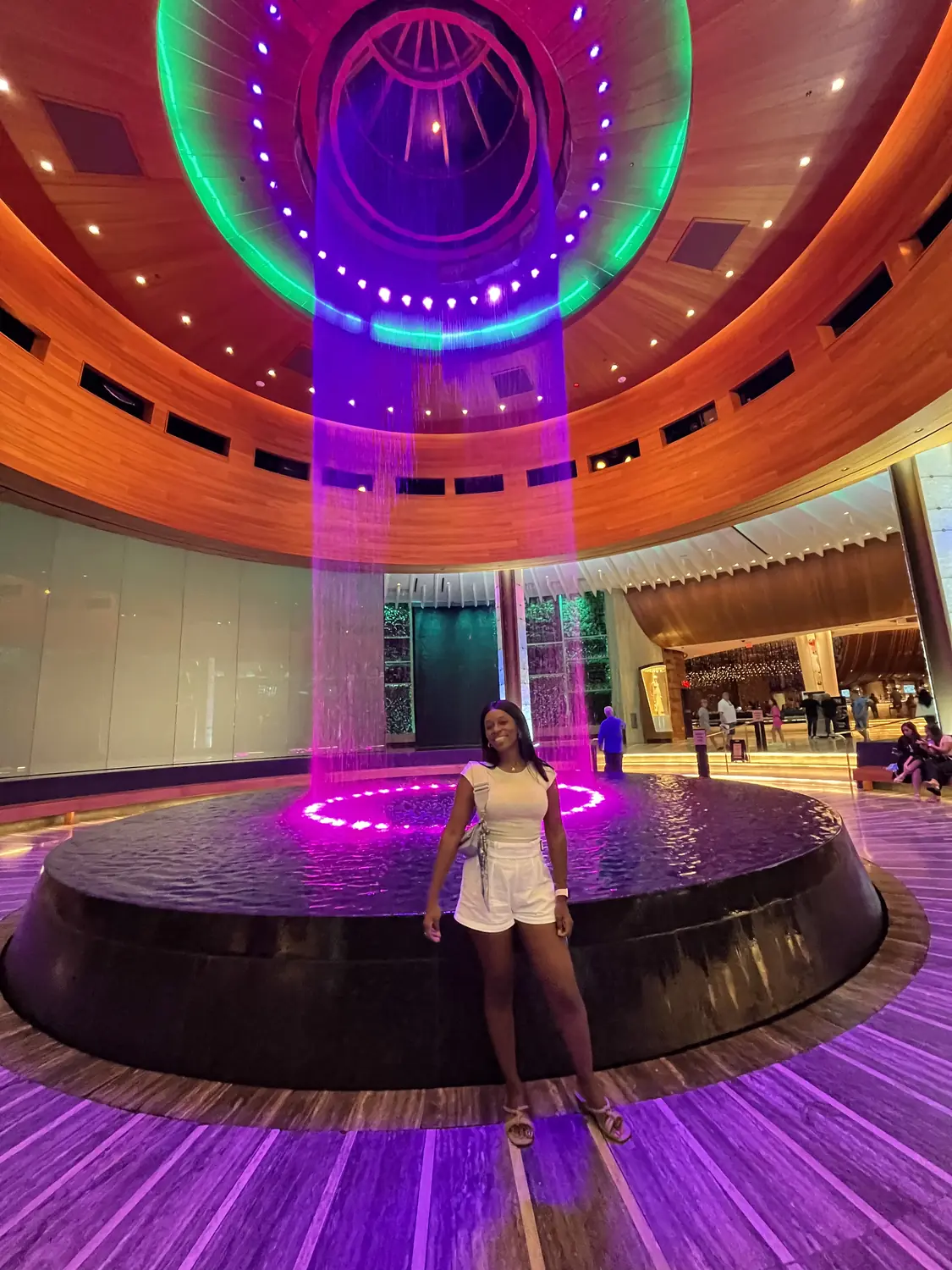Melody on a colourful illuminated stage inside the Hard Rock