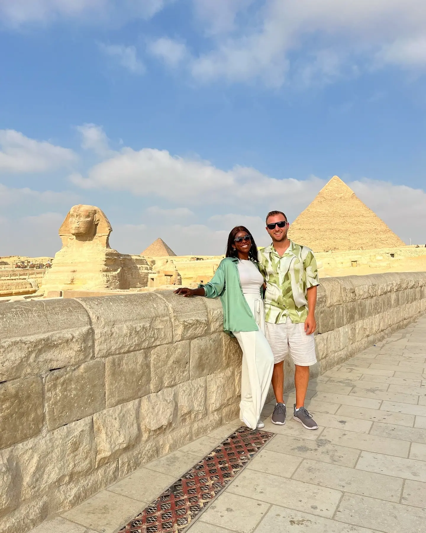The Great Sphinx with the Pyramid of Khafre behind