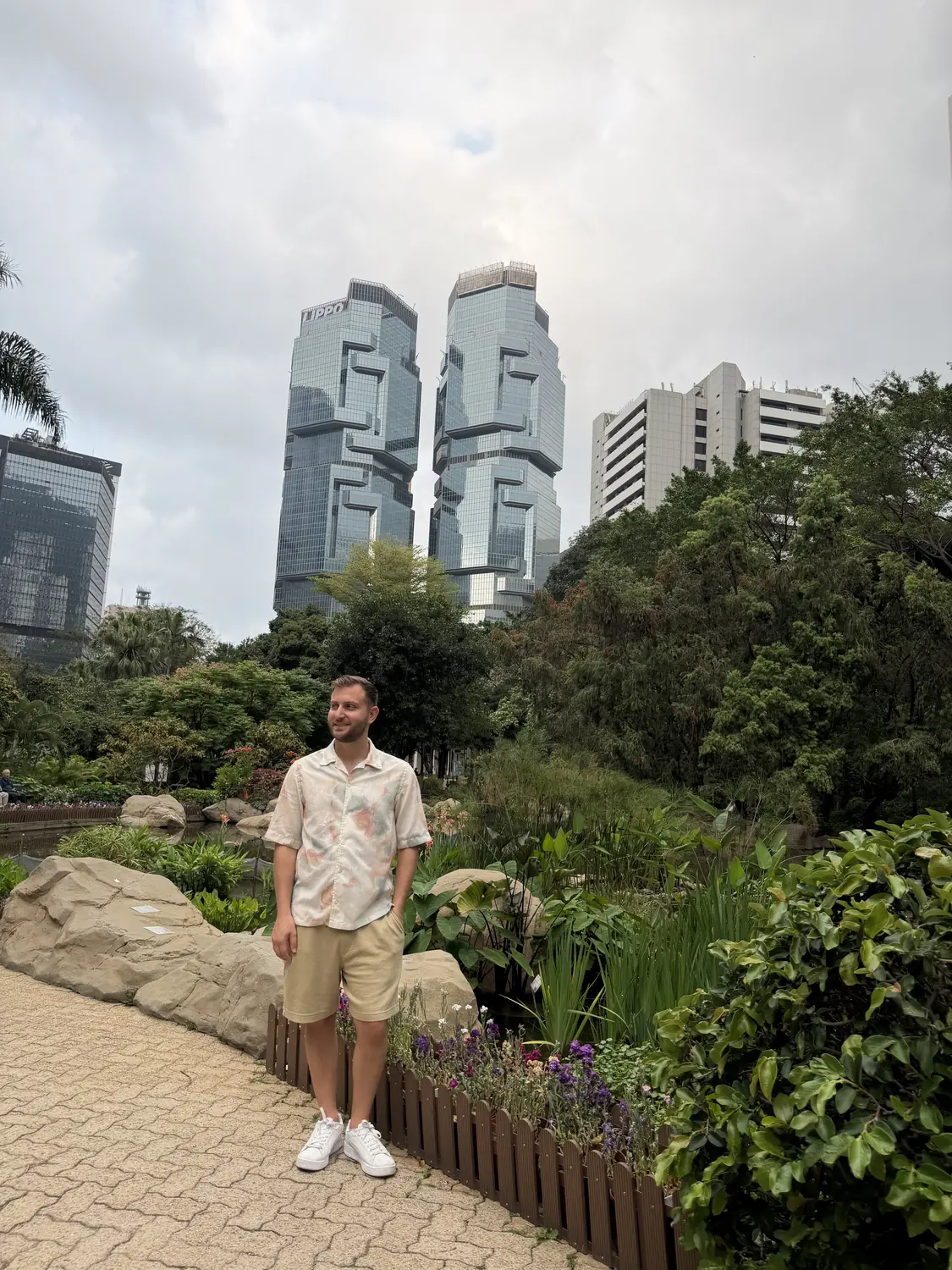 Hong Kong Park with skyline