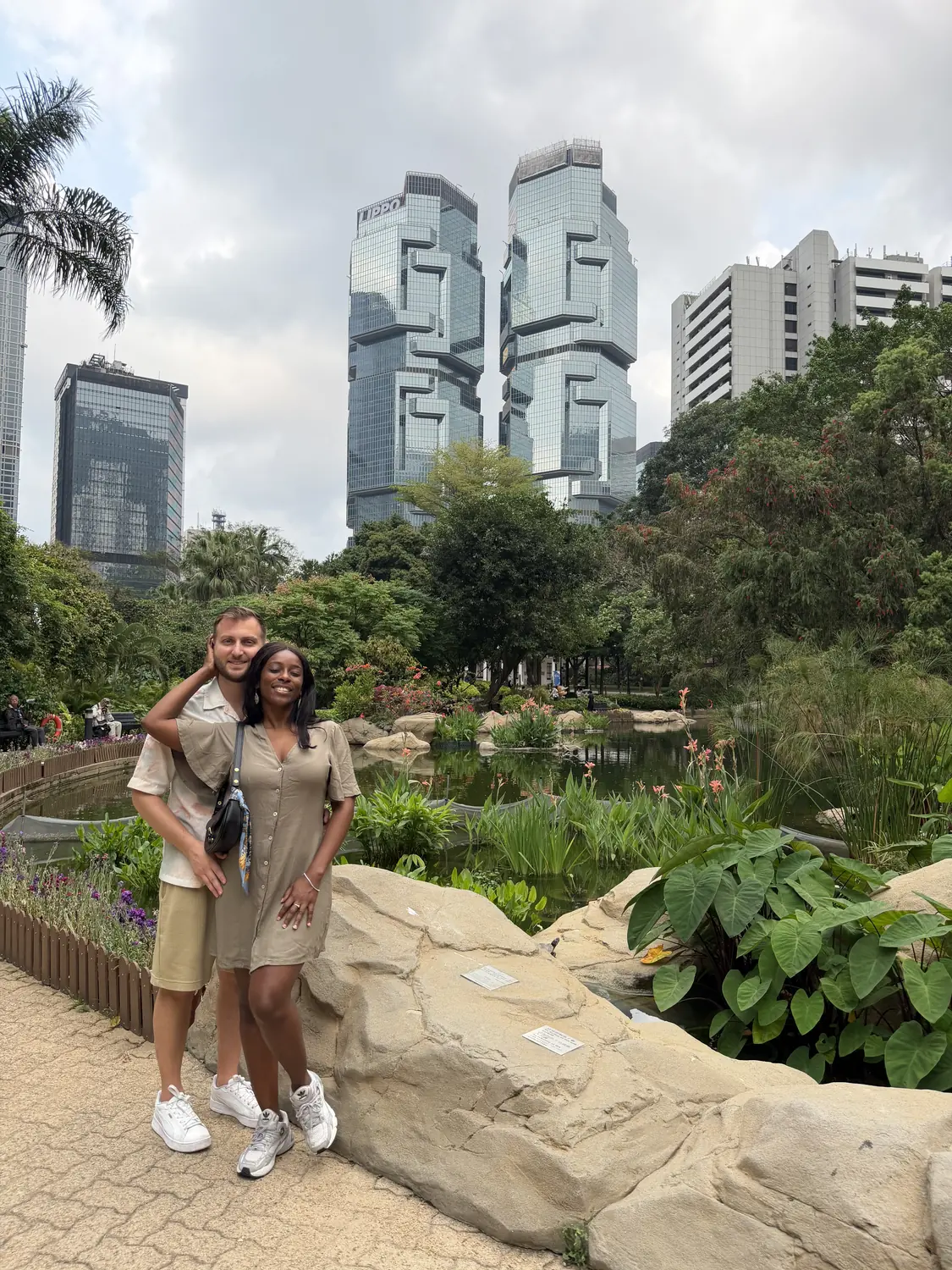 Hong Kong Park with towers
