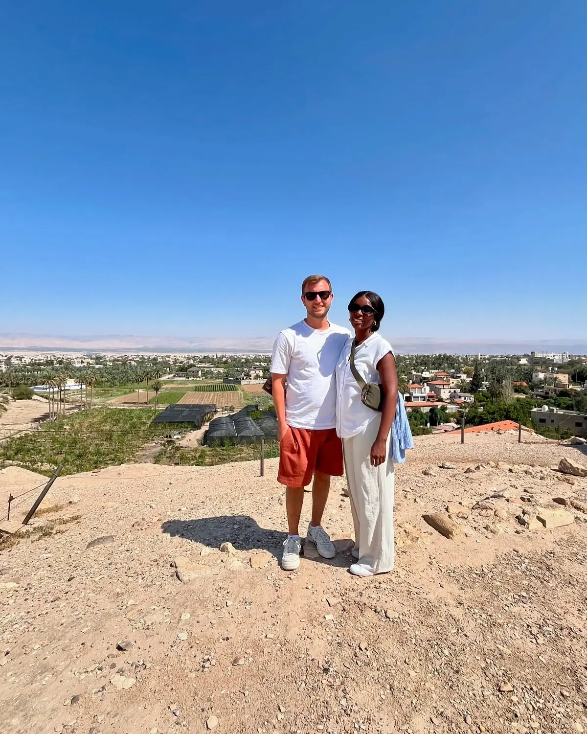 Us at a viewpoint over the Jordan Valley near Jericho