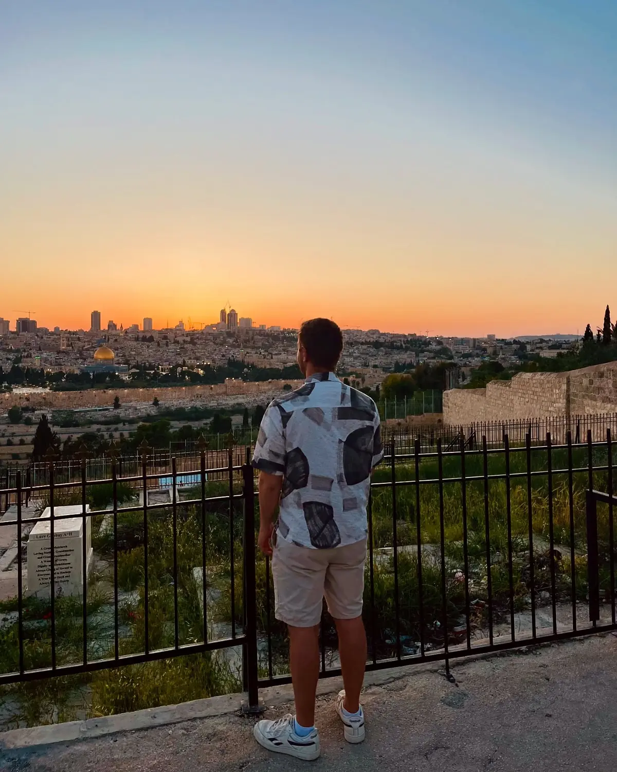 Andrew looking out over Jerusalem at sunset