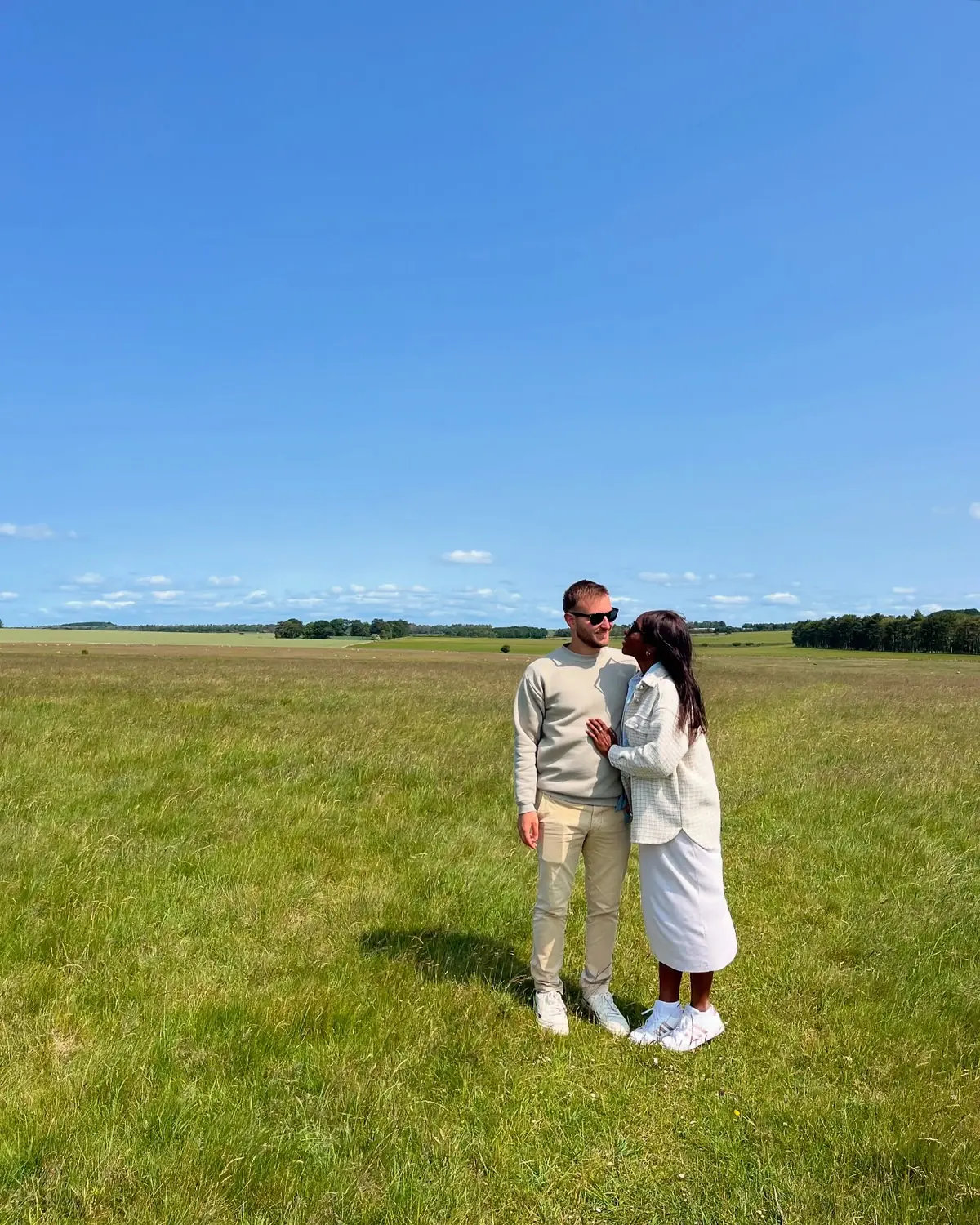 Us in the open countryside near Stonehenge