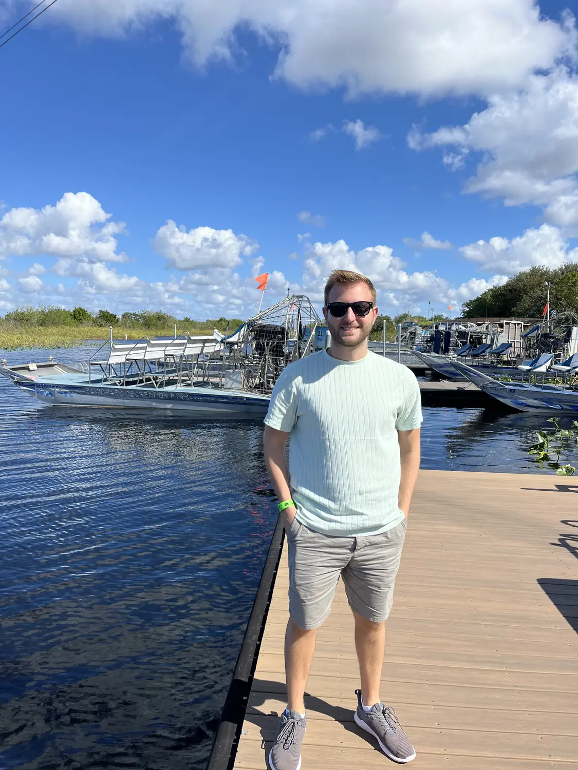 Andrew at a marina dock near the Everglades
