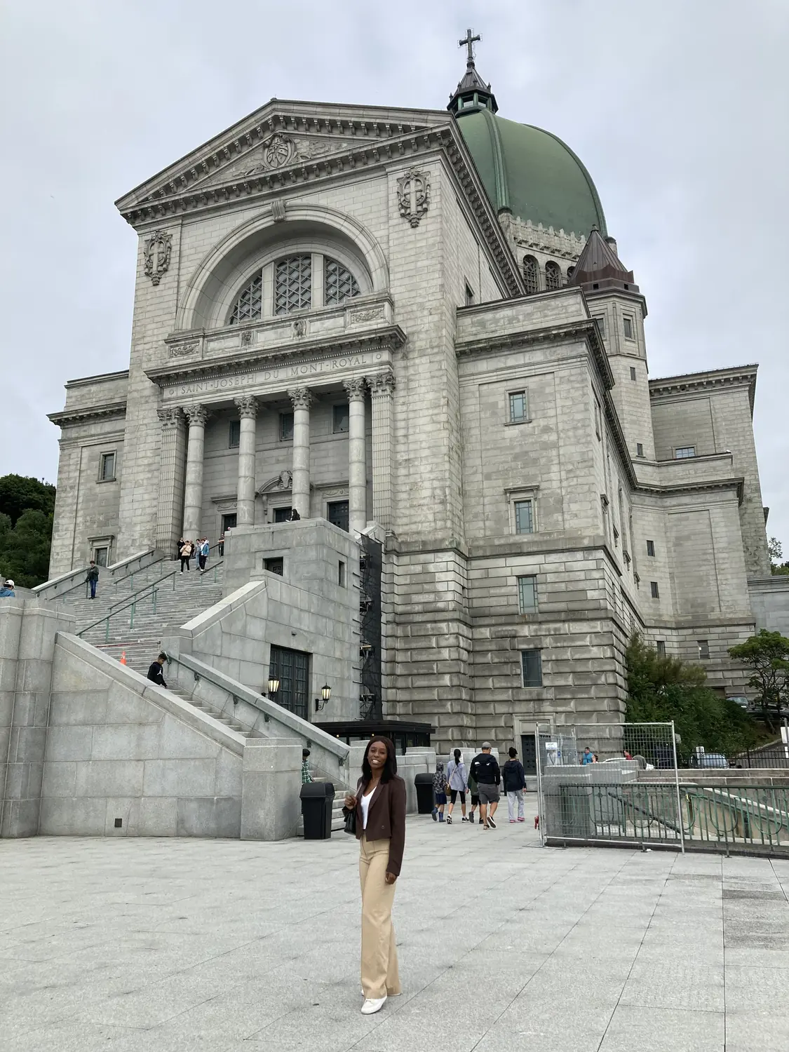 Melody in front of the grand domed Saint Joseph's Oratory in Montreal