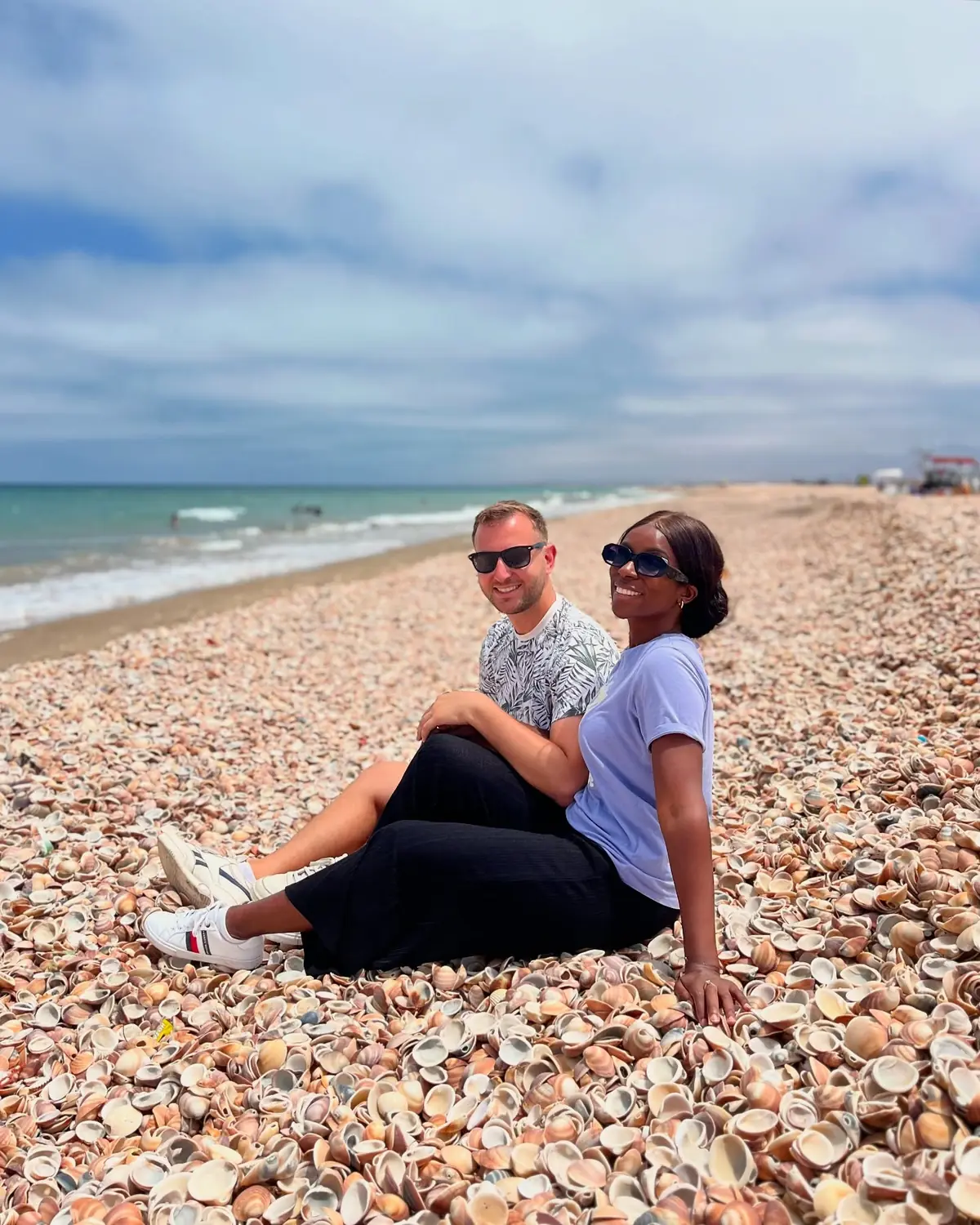 Us back to back on the Nador seashell beach