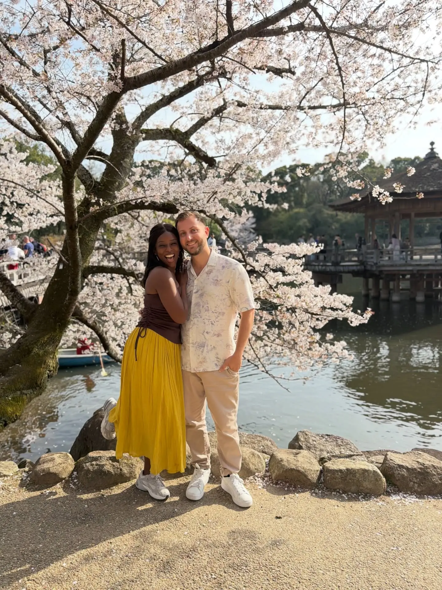 Us by the Ukimido pavilion pond in Nara
