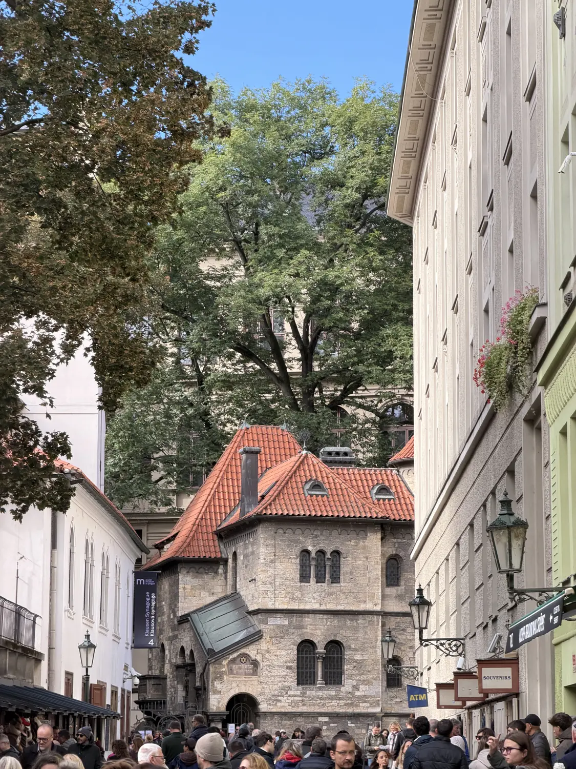 A historic red-roofed building in the Jewish Quarter