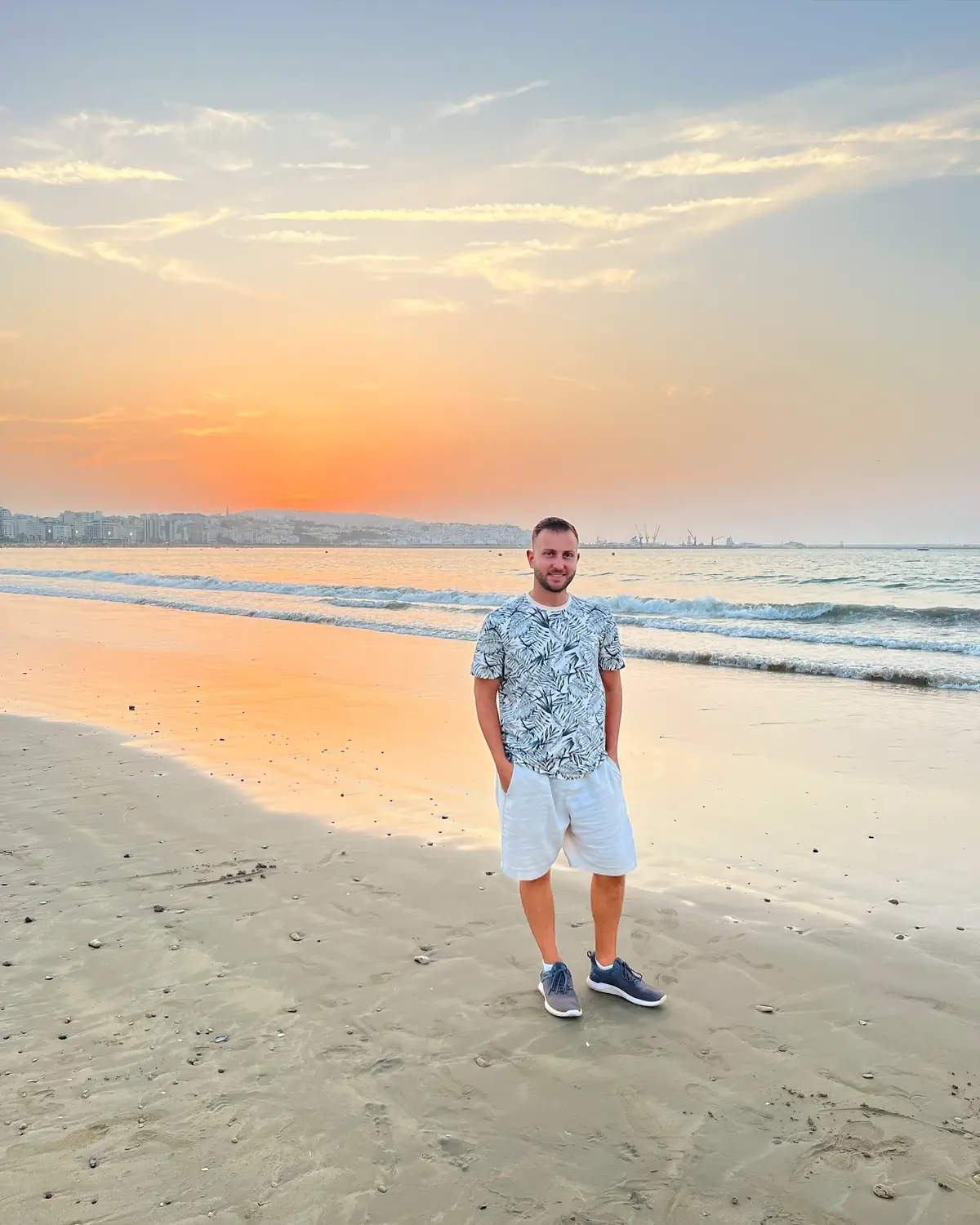 Sunset over the Tangier beach