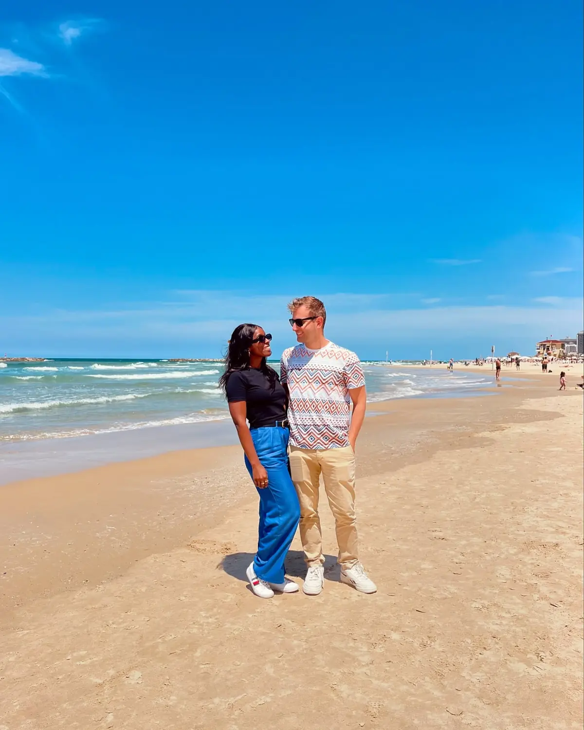 Us on the sand at a Tel Aviv beach