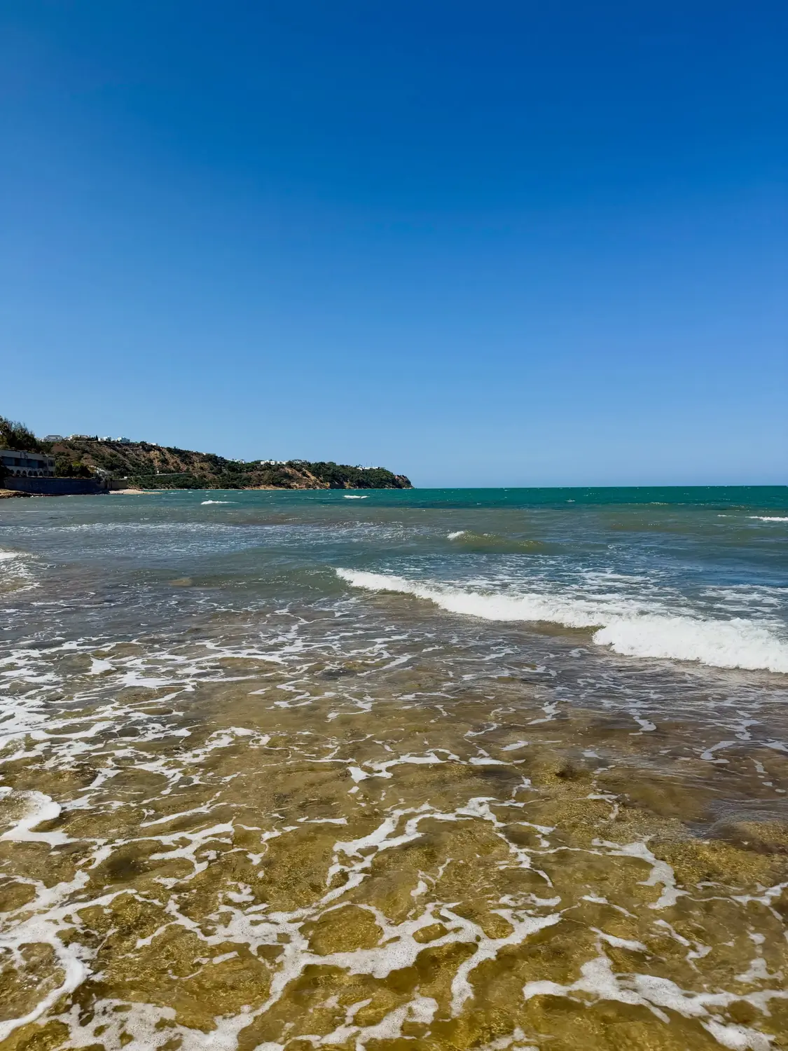 A clear-water Tunis beach and headland